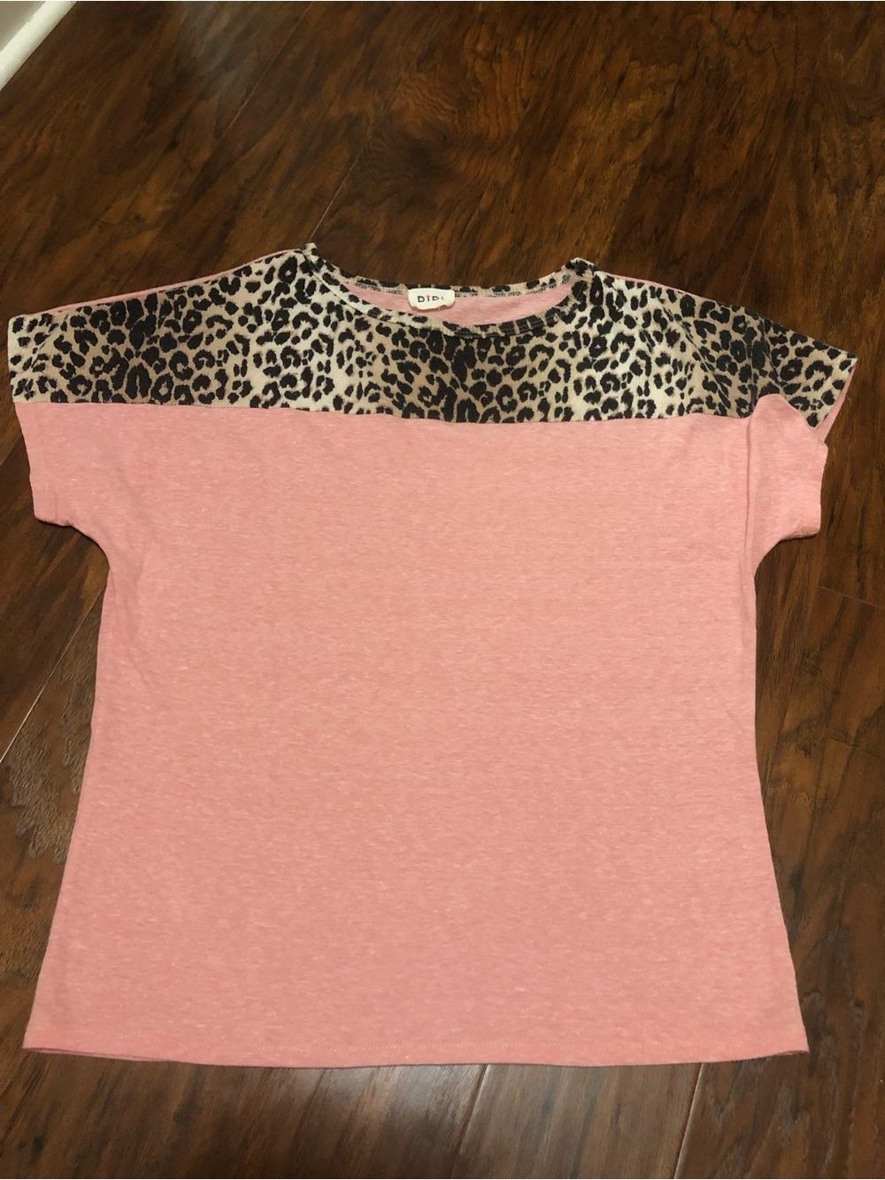BiBi Pink Tee with Leopard Yoke